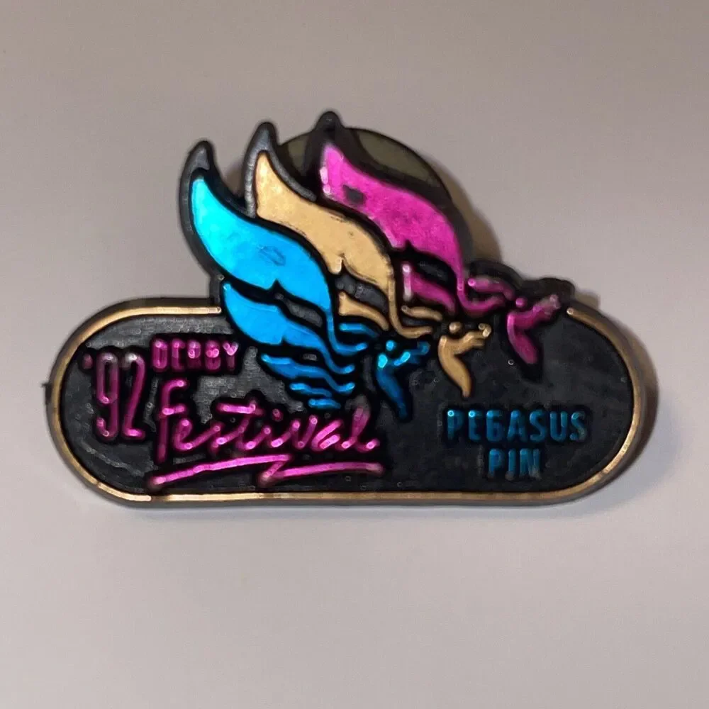 Vintage Kentucky Derby Festival 1992 Pegasus Lapel Hat Vest Pin Tie Tack